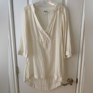 Sheer top or bathing suit coverup with lace